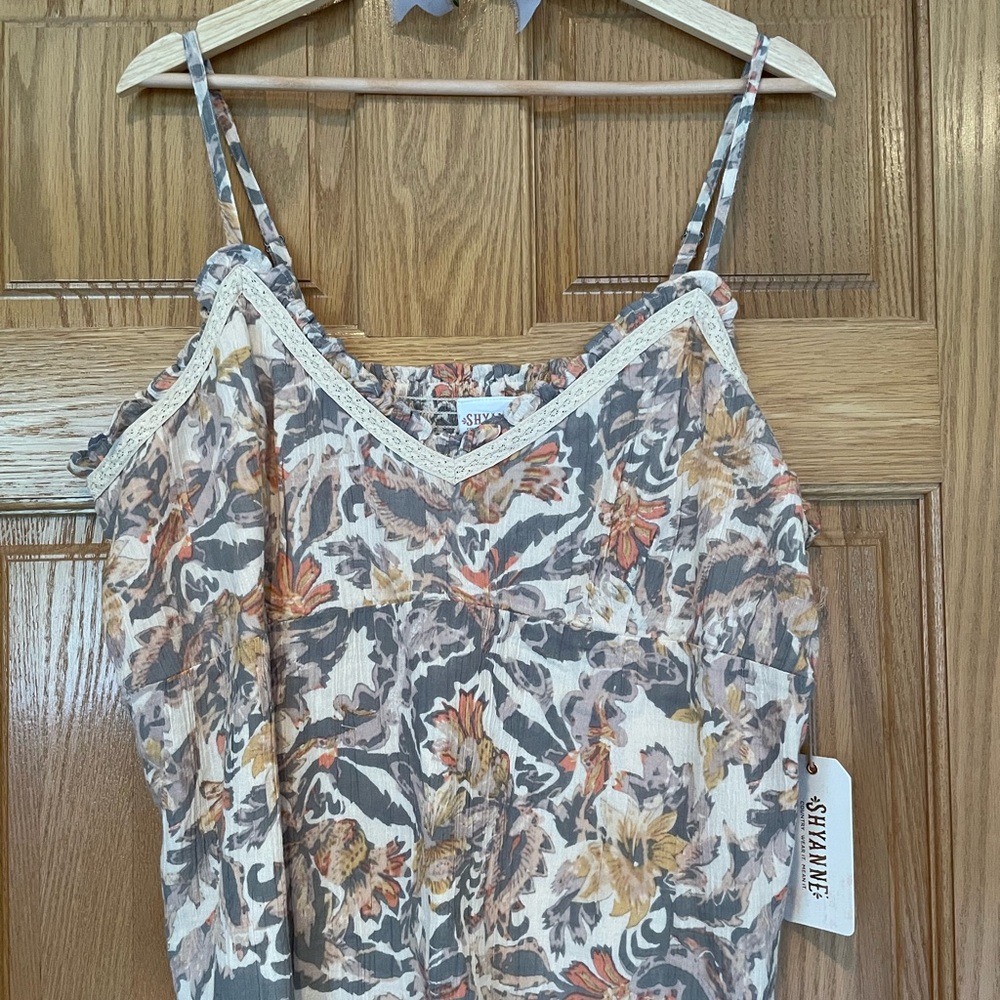 SHYANNE WOMEN'S VINTAGE WESTERN FLORAL CAMI TANK TOP | Size XL | NEW